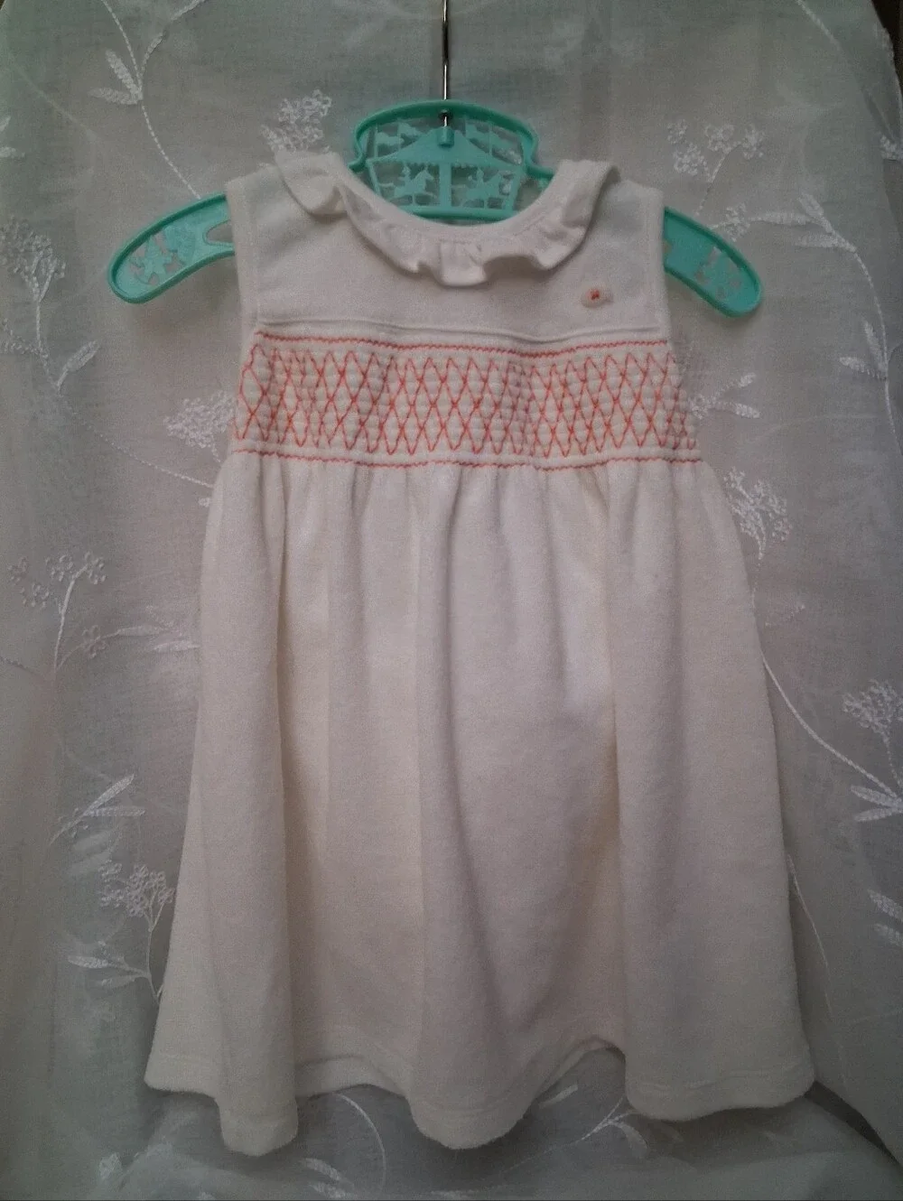 Gymboree (2015)French Terry Cloth Orange Smocked Dress, Fish Button/Pants,NWOT